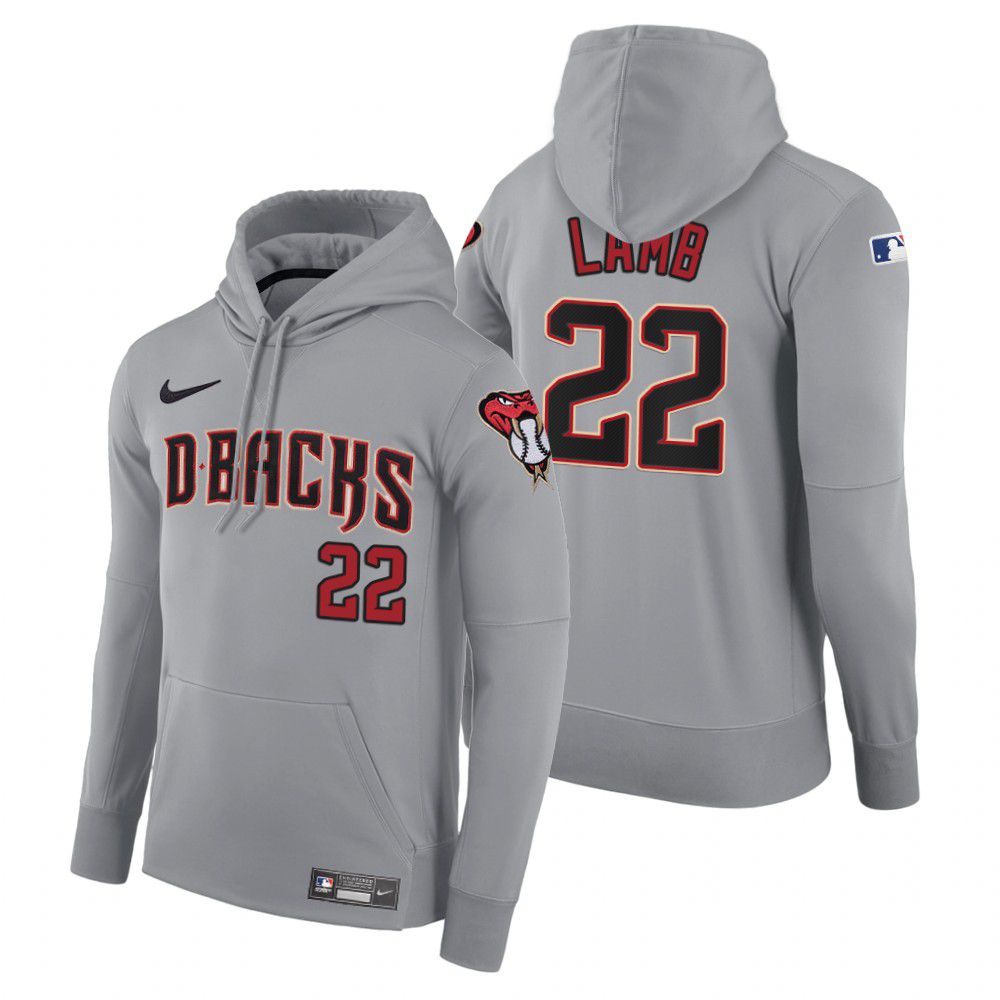 Men Arizona Diamondback #22 Lamb gray road hoodie 2021 MLB Nike Jerseys->arizona diamondback->MLB Jersey